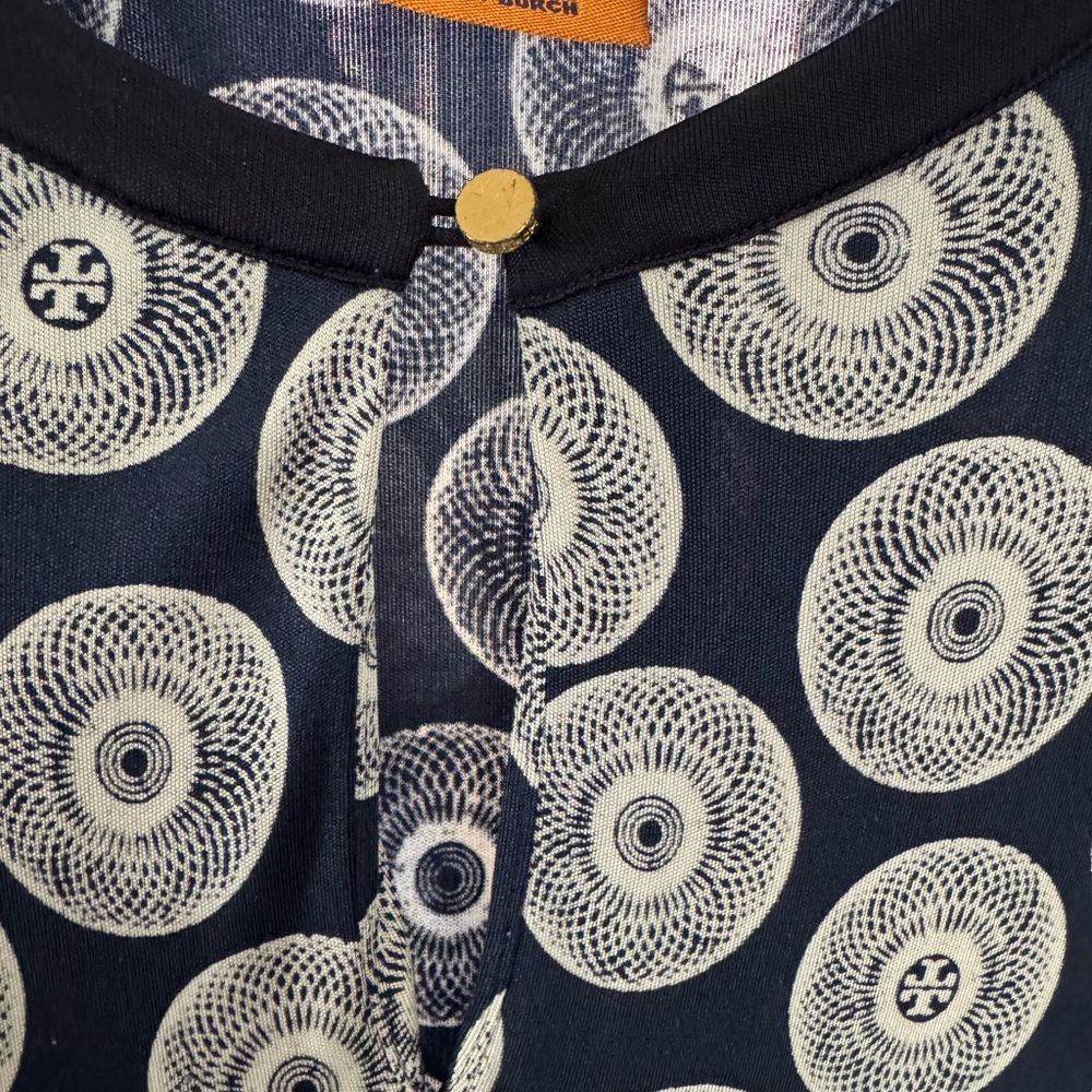 Tory Burch Navy and White nautical shell Patterned Midi Dress